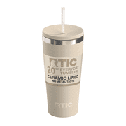 RTIC 20 oz Ceramic Lined Everyday Tumbler, Spill-Resistant Straw Lid, Beach
