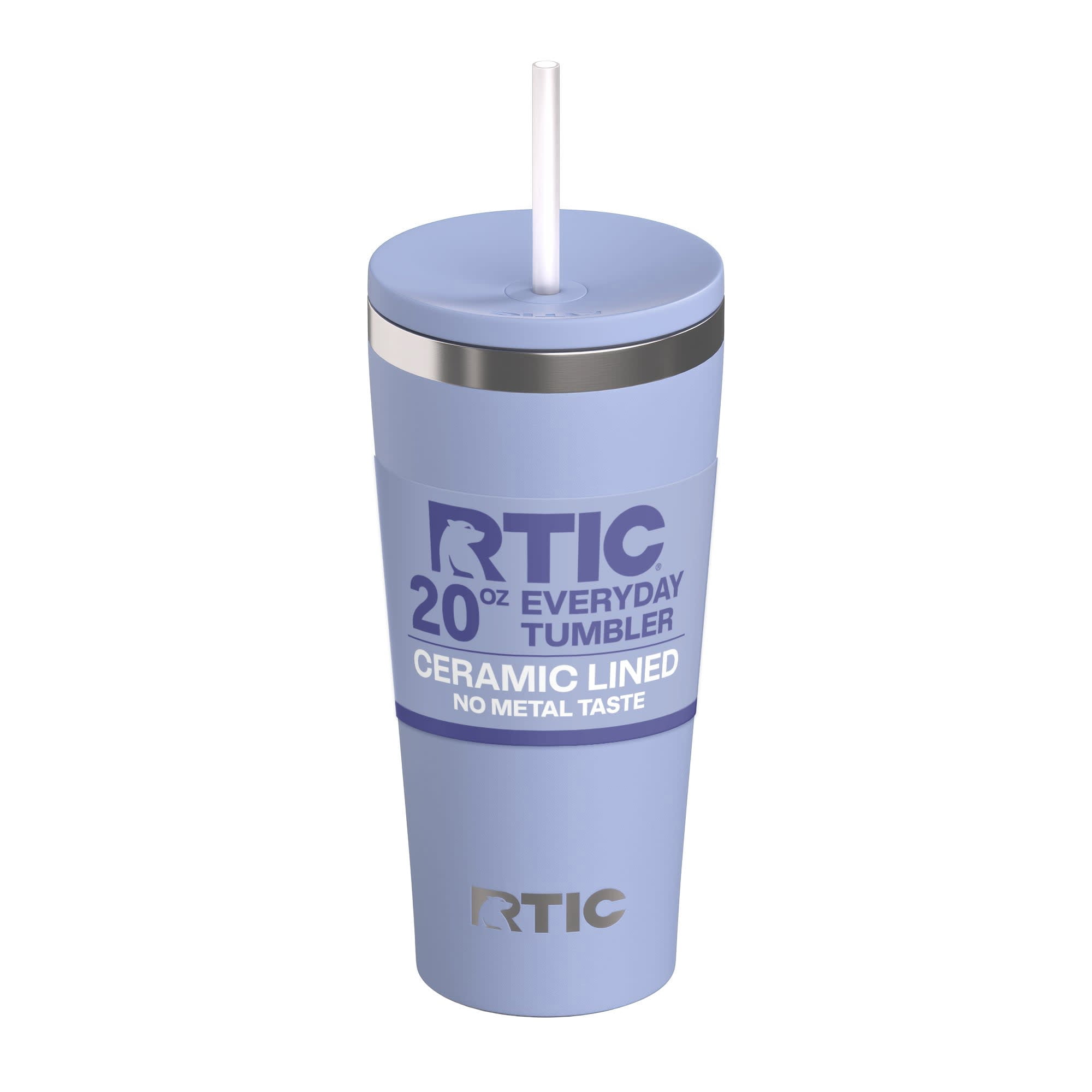 RTIC Everyday 20 oz Spill-Resistant Straw Lid Ceramic Lined Tumbler, Periwinkle