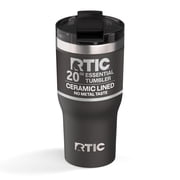 RTIC Essential 20 oz Leak-Resistant Lid Ceramic Lined Tumbler, Black