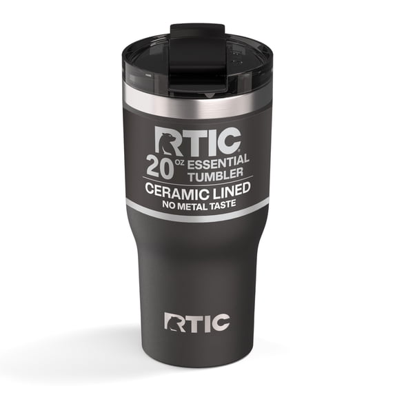 RTIC Essential 20 oz Leak-Resistant Lid Ceramic Lined Tumbler, Black