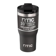 RTIC 20 oz Ceramic Lined Insulated Essential Tumbler with Leak-Resistant Lid, Black