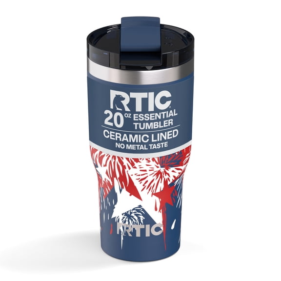 RTIC Essential 20 oz Leak-Resistant Lid Ceramic Lined Tumbler, Fireworks