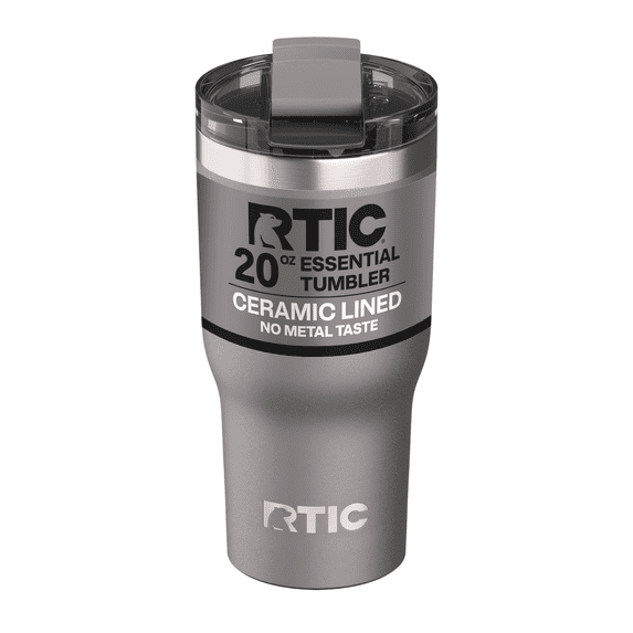 RTIC 20 oz Ceramic Lined Insulated Essential Tumbler, Leak-Resistant Lid, Graphite