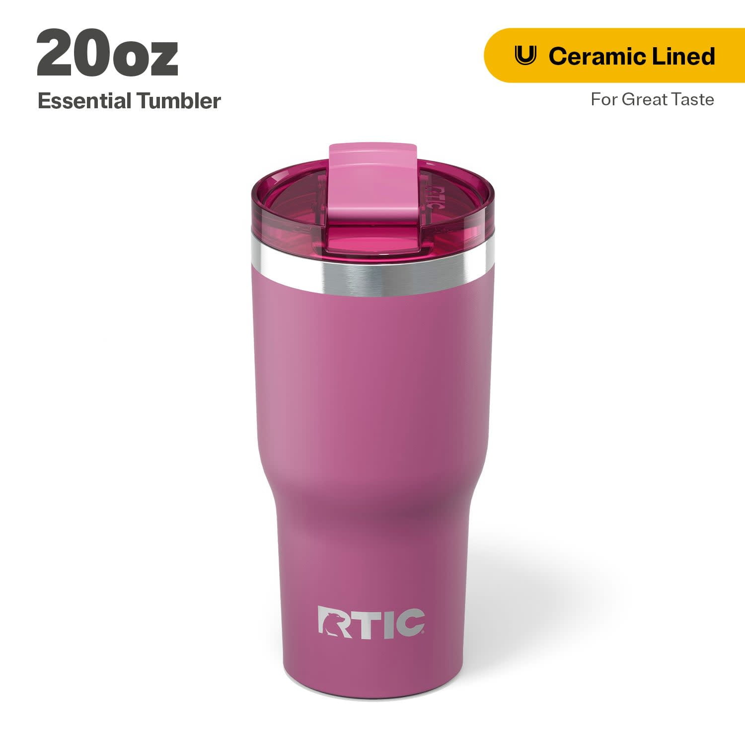 RTIC 20 oz Ceramic Lined Insulated Essential Tumbler, Leak
