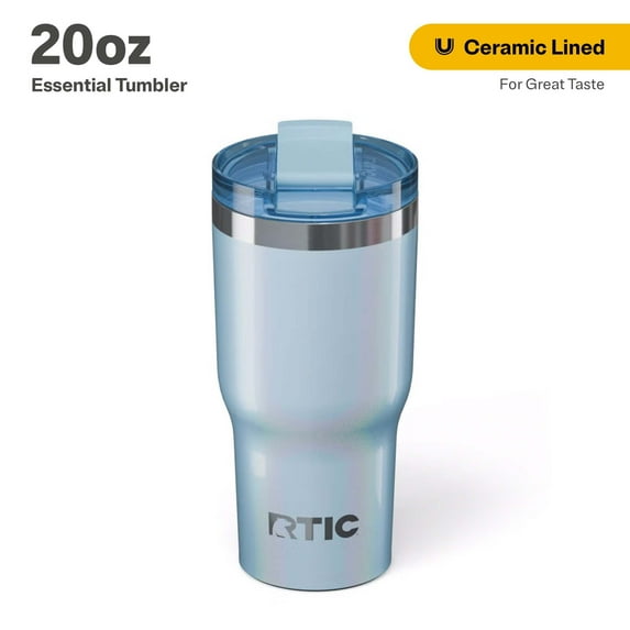 RTIC 20 oz Ceramic Lined Insulated Essential Tumbler, Leak-Resistant Lid, RTIC Ice Glitter