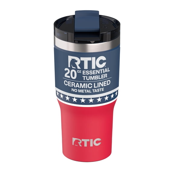 RTIC 20 oz Ceramic Lined Insulated Essential Tumbler, Leak-Resistant Lid, Stars