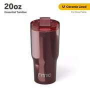 RTIC 20 oz Ceramic Lined Insulated Essential Tumbler, Leak-Resistant Lid, Vintage Rose Metallic