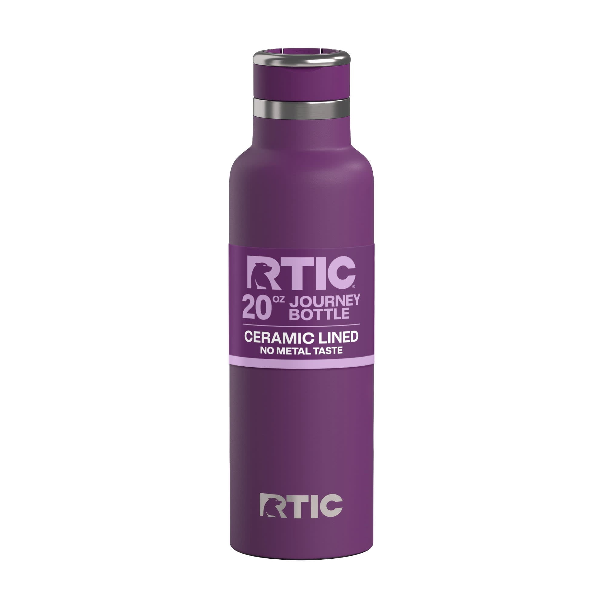 RTIC 20 oz Ceramic Lined Insulated Journey Water Bottle, Leak-Proof Lid, Berry Jam