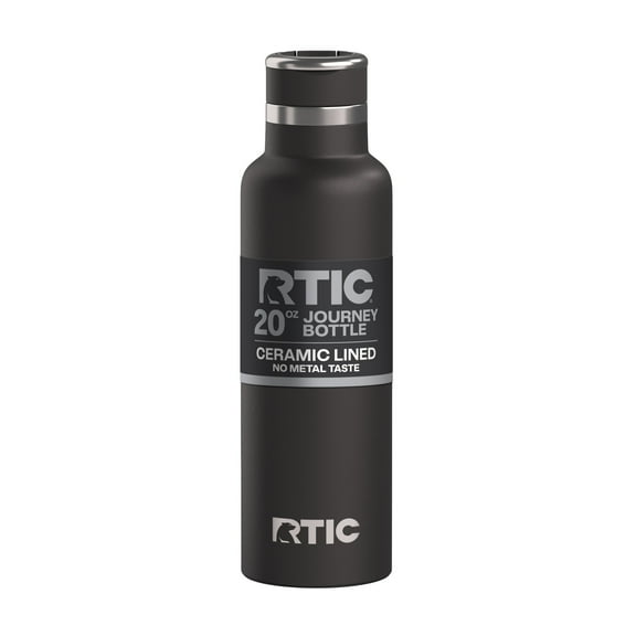 RTIC 20 oz Ceramic Lined Insulated Journey Water Bottle, Leak-Proof Lid, Black