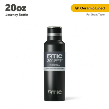 RTIC 20 oz Ceramic Lined Insulated Journey Bottle, Leak-Proof Lid, Black