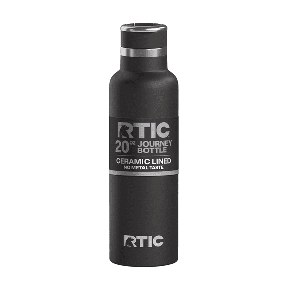 RTIC 20 oz Ceramic Lined Insulated Journey Water Bottle, Leak-Proof Lid, Black