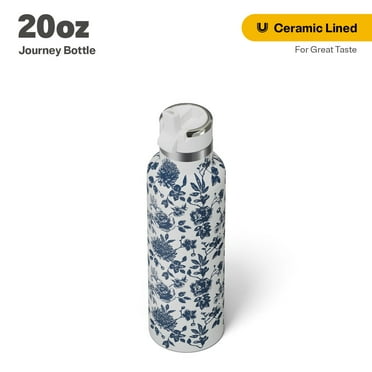 RTIC 20 oz Ceramic Lined Insulated Journey Bottle, Leak-Proof Lid, Blue Bouquet