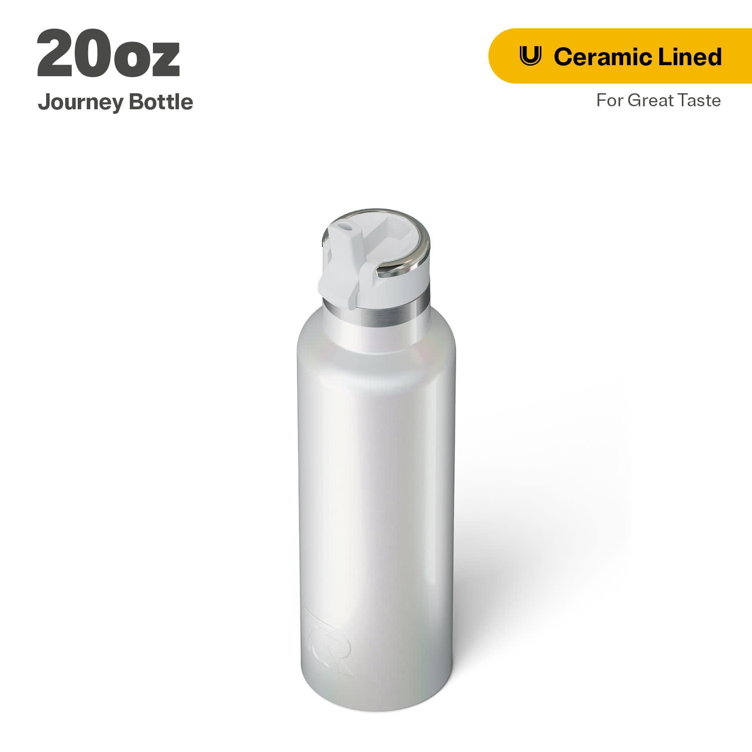 RTIC 20 oz Ceramic Lined Insulated Journey Water Bottle, Leak-Proof Lid, Cool Grey Glitter