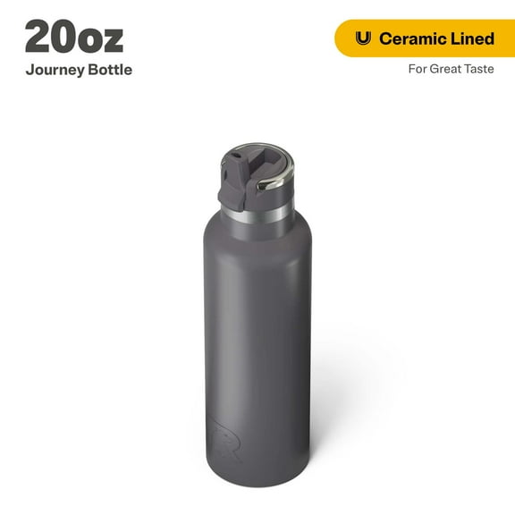 RTIC 20 oz Ceramic Lined Insulated Journey Water Bottle, Leak-Proof Lid, Graphite