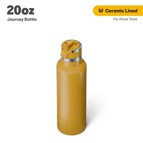 RTIC 20 oz Ceramic Lined Insulated Journey Water Bottle, Leak-Proof Lid, Harvest