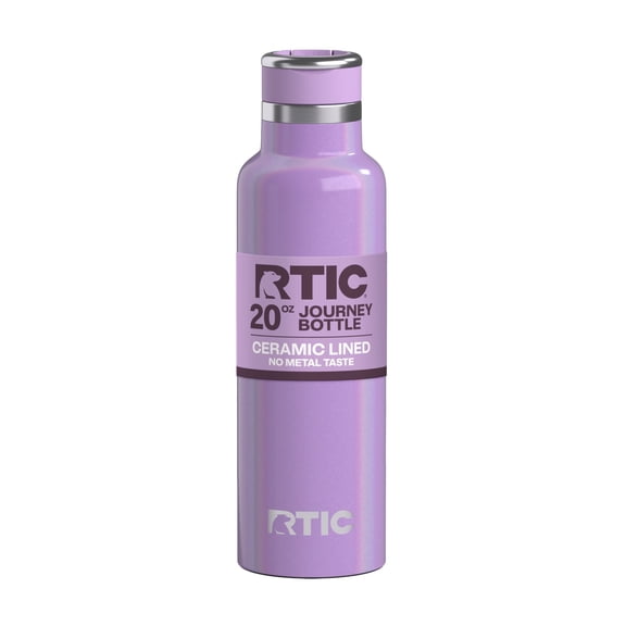 RTIC 20 oz Ceramic Lined Insulated Journey Water Bottle, Leak-Proof Lid, Lavender Glitter