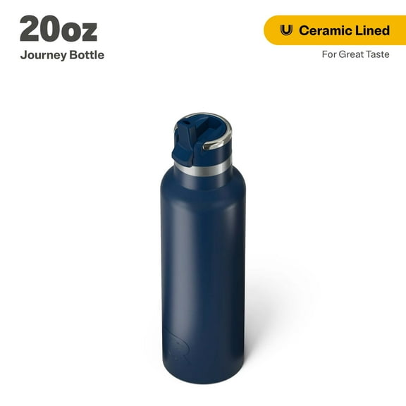 RTIC 20 oz Ceramic Lined Insulated Journey Water Bottle, Leak-Proof Lid, Navy