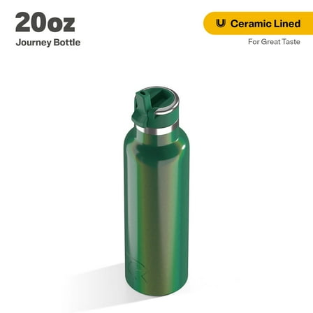 RTIC 20 oz Ceramic Lined Insulated Journey Water Bottle, Leak-Proof Lid, Pine Tree Glitter