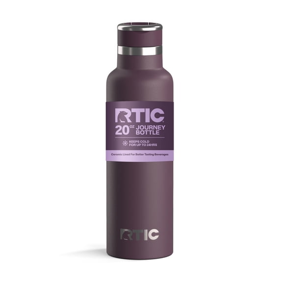 RTIC 20 oz Ceramic Lined Insulated Journey Bottle, Leak-Proof Lid, Plum