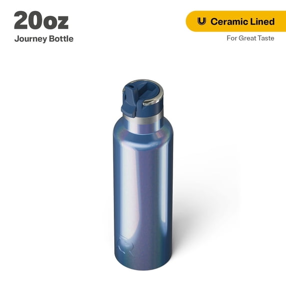 RTIC 20 oz Ceramic Lined Insulated Journey Water Bottle, Leak-Proof Lid, Pond Glitter