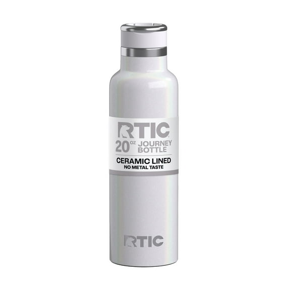 RTIC 20 oz Ceramic Lined Insulated Journey Water Bottle, Leak-Proof Lid, White Glitter