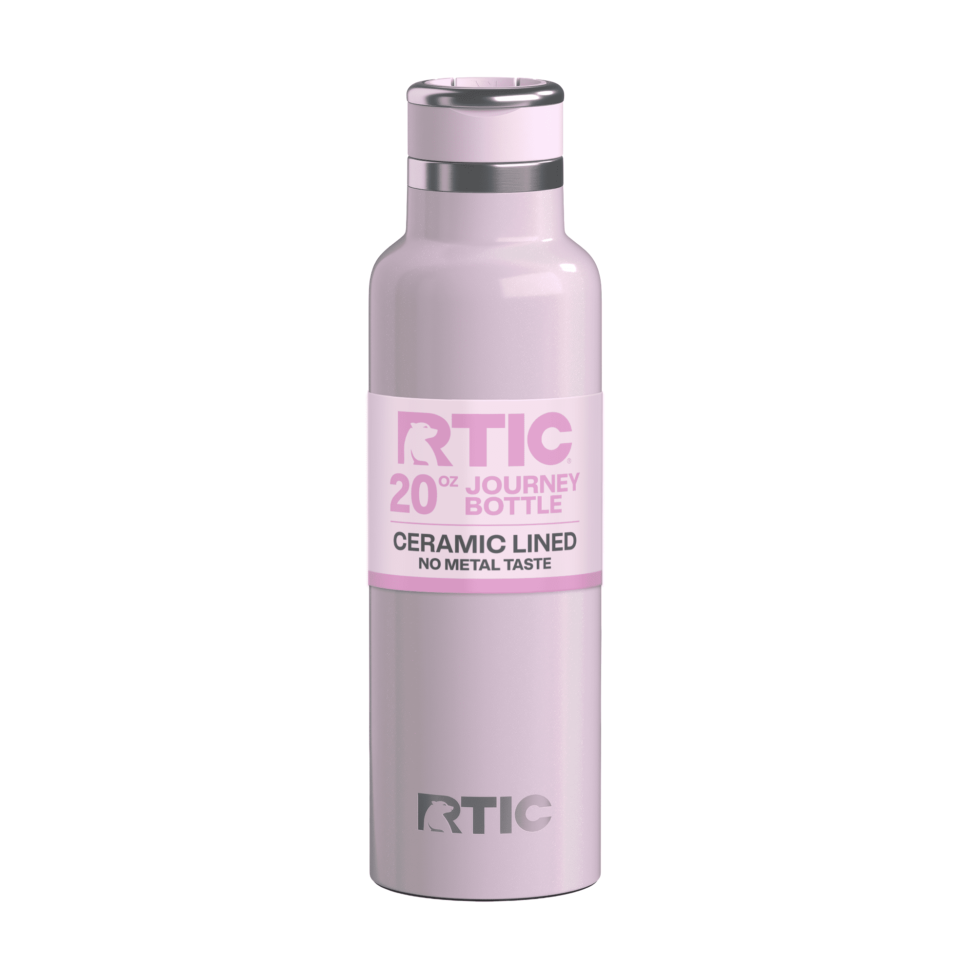 RTIC 20 oz Ceramic Lined Insulated Journey Water Bottle, Leak-Proof Lid, Pale Pink Glitter