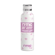 RTIC 20 oz Ceramic Lined Insulated Journey Water Bottle, Leak-Proof Lid, Pink Magnolias