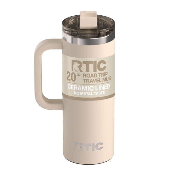 RTIC Road Trip 20 oz Ceramic Lined Leak-Resistant Lid Travel Mug, Beach