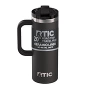 RTIC Road Trip 20 oz Ceramic Lined Leak-Resistant Lid Travel Mug, Black