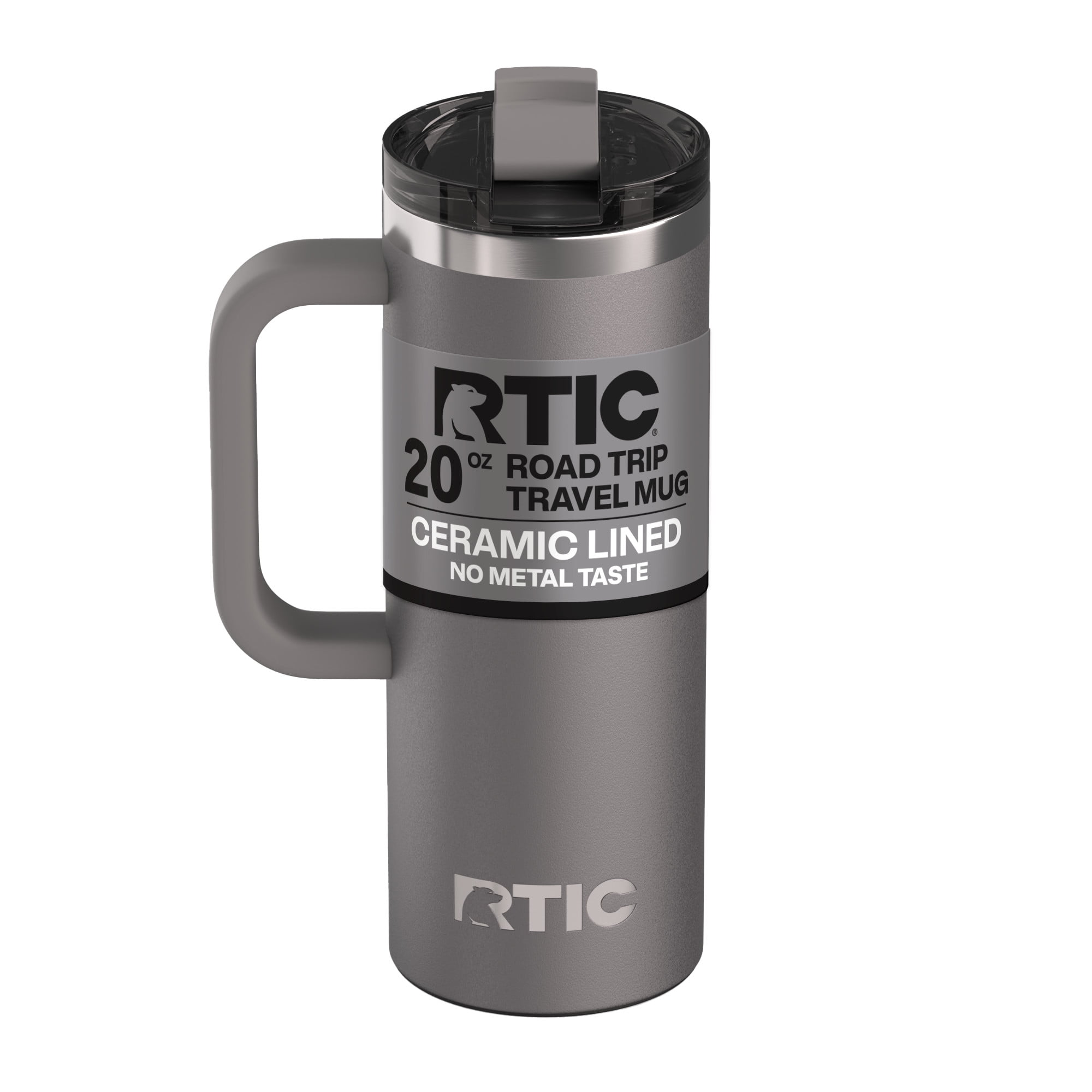 Rtic 20 oz Ceramic Lined Insulated Road Trip Travel Mug, Leak-Resistant Lid, Black