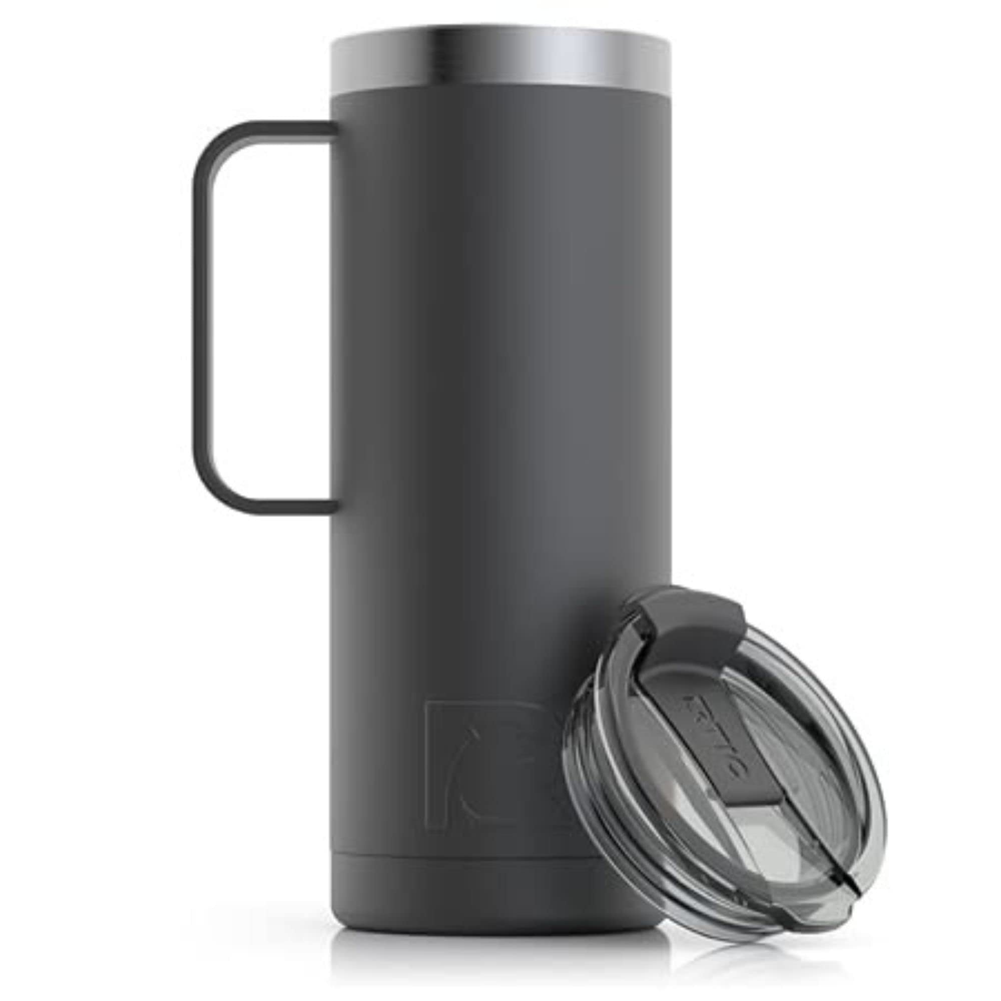 Stainless Steel Custom Travel Mug w/ Metal Handle - 20 oz.