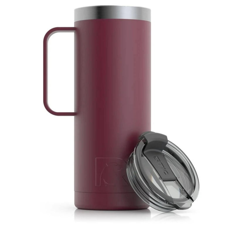 RTIC 20 oz Coffee Travel Mug with Lid and Handle, Stainless Steel  Vacuum-Insulated Mugs, Leak, Spill Proof, Hot Beverage and Cold, Portable  Thermal Tumbler Cup for Car, Camping, Maroon 