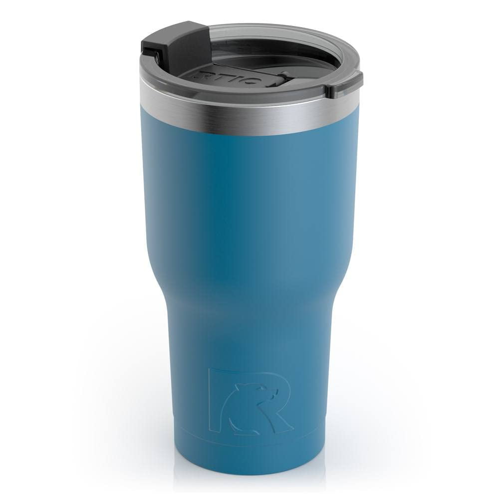 RTIC 20 oz Insulated Tumbler Stainless Steel Coffee Travel Mug with Lid,  Spill Proof, Hot Beverage and Cold, Portable Thermal Cup for Car, Camping,  Lake Blue 