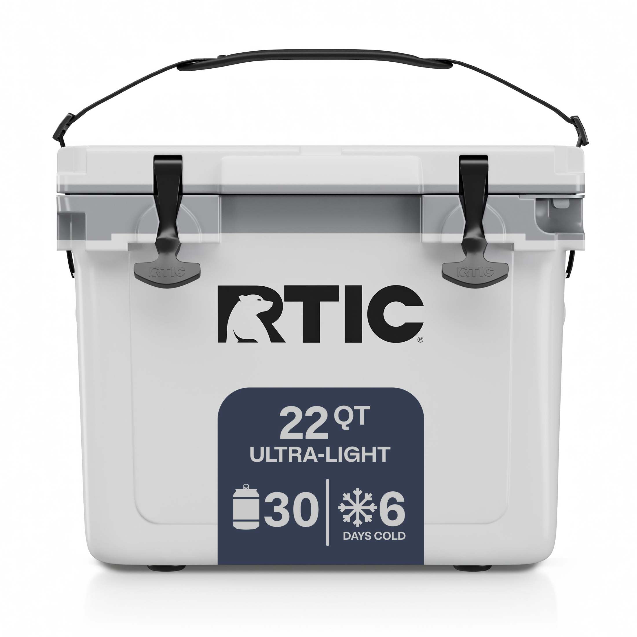 RTIC 22 QT Hard-Sided Cooler, Fits 30 Cans or 8 Wine Bottles, Cool Grey & Navy