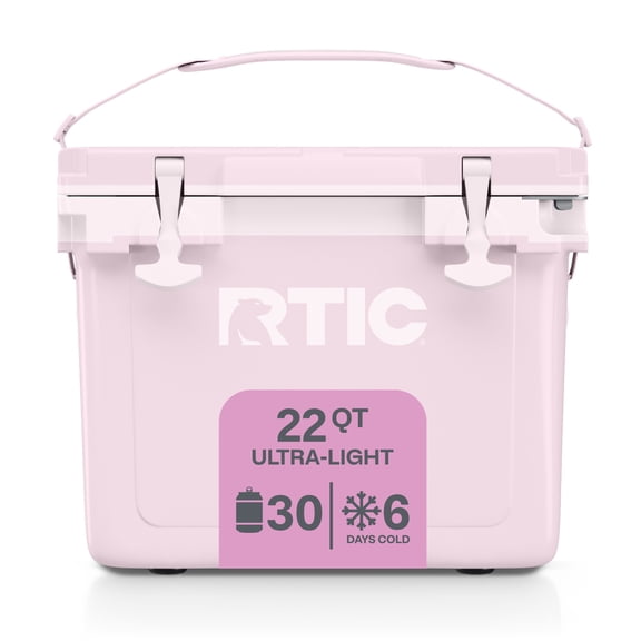 RTIC 22 QT Hard-Sided Cooler, Fits 30 Cans or 8 Wine Bottles, Pale Pink