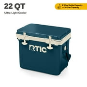 RTIC 22 QT Ultra-Light Hard-Sided Ice Chest Cooler, Fits 30 Cans or 8 Wine Bottles, Marine/Canvas