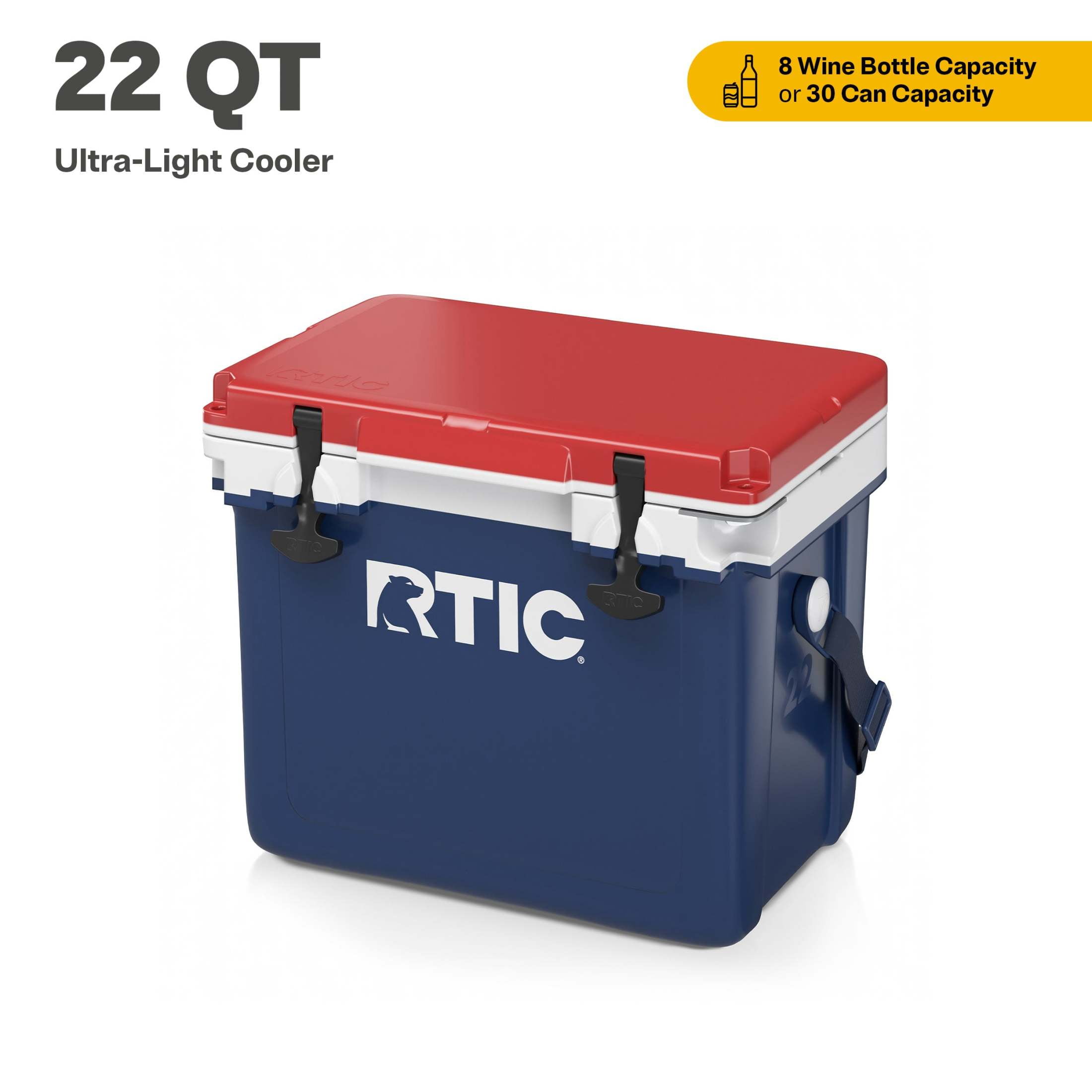 RTIC 22 QT Ultra-Light Hard-Sided Cooler, Patriot, Fits Bottles