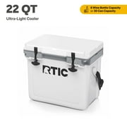RTIC 22 QT Ultra-Light Hard-Sided Ice Chest Cooler, Fits 30 Cans or 8 Wine Bottles, White & Grey