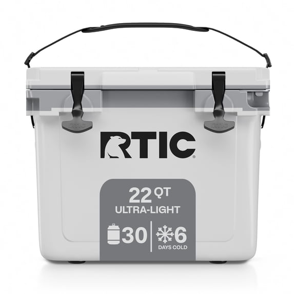 RTIC 22 Qt 30-Can Ultra-Light Ice Chest Cooler, White & Grey