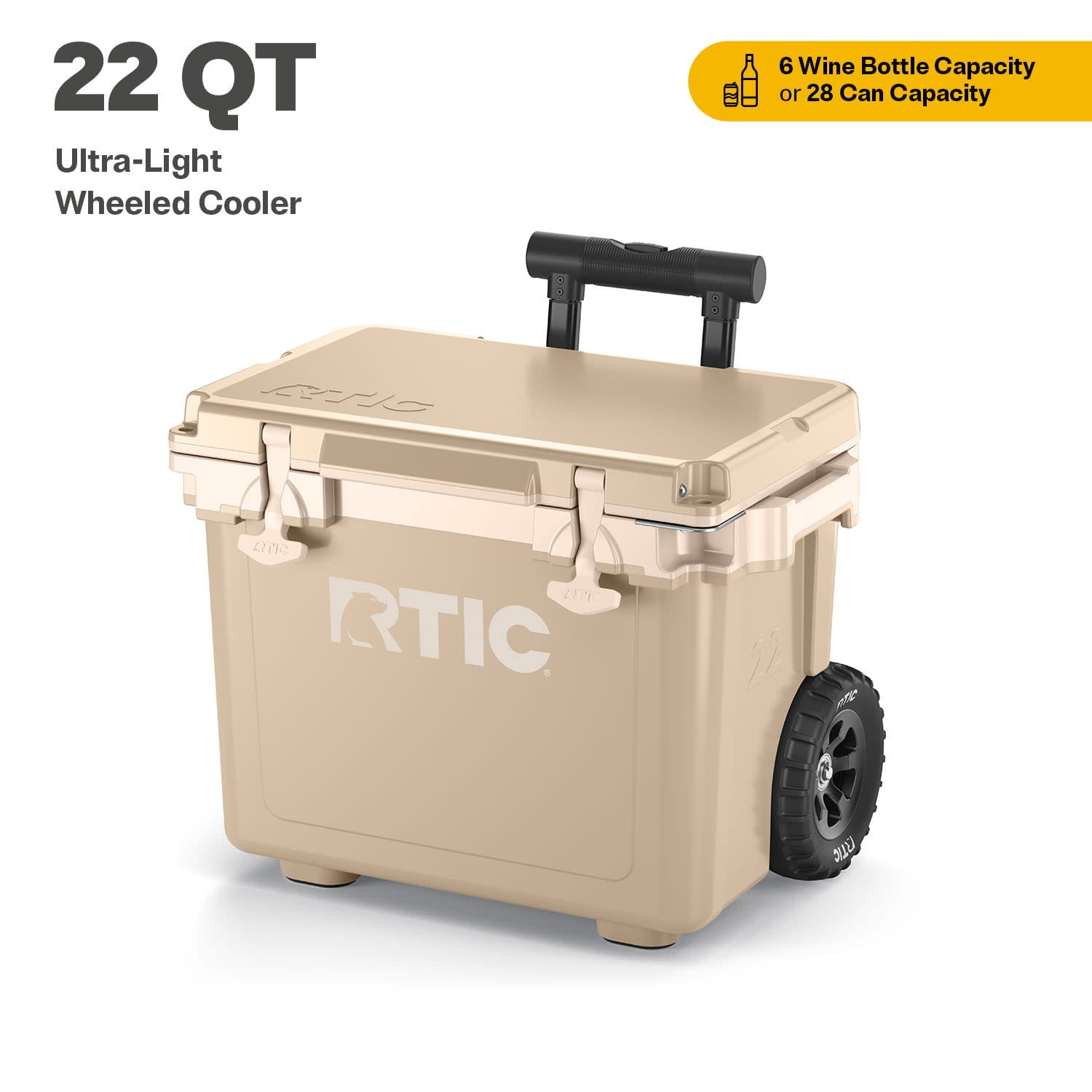 RTIC 22 QT Ultra-Light Wheeled Hard-Sided Ice Chest Cooler, Fits