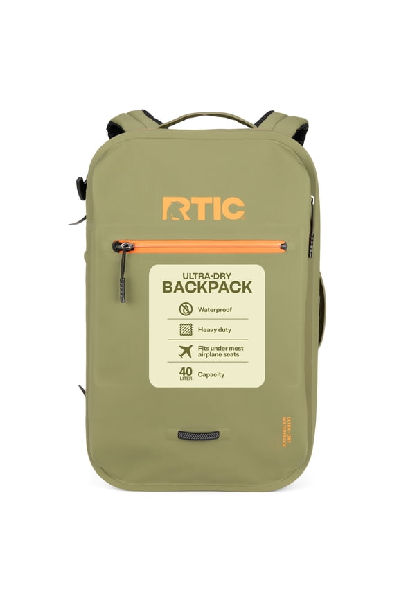 Ultra-Dry Backpack, Waterproof, Laptop Compartment, 26 Liters, Olive & Orange