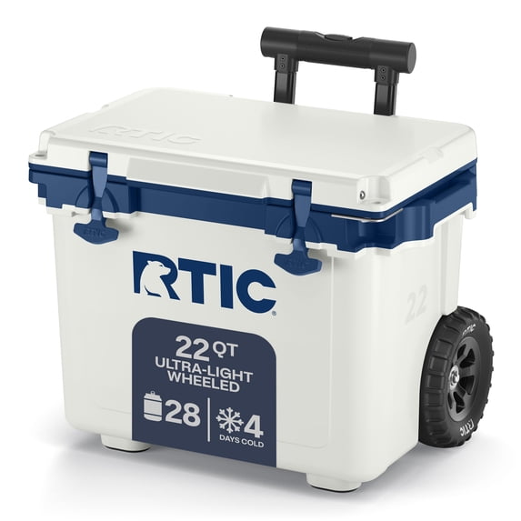 RTIC 22 Qt 28-Can Ultra-Light Rolling Cooler, Cool Grey & Navy