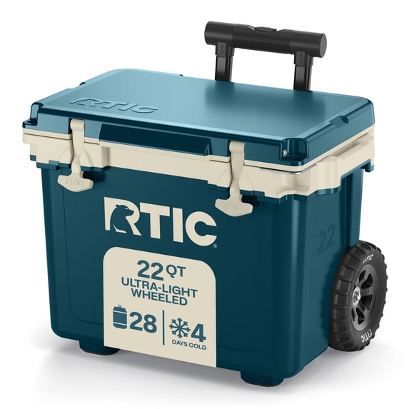 RTIC 22 Qt 28-Can Ultra-Light Rolling Cooler, Marine/Canvas