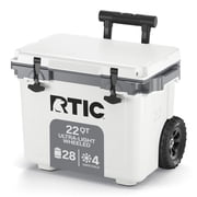 RTIC 22 Qt 28-Can Ultra-Light Rolling Cooler, White & Grey