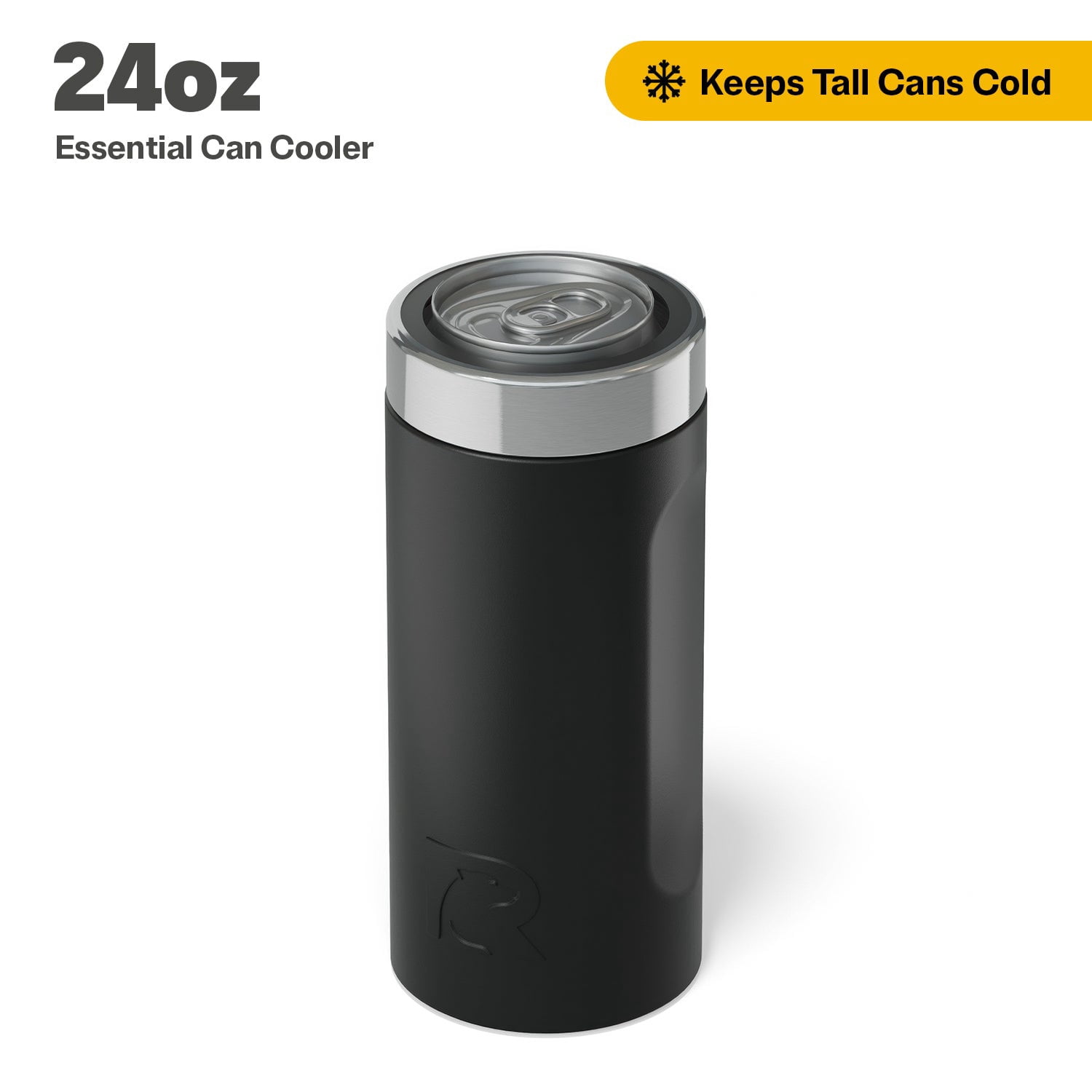 RTIC 24 oz Stainless Steel Insulated Essential Can Cooler, Fits 24 oz Tall Cans, Black