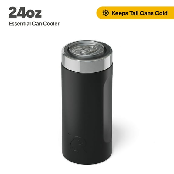 RTIC 24 oz Stainless Steel Insulated Essential Can Cooler, Fits 24 oz Tall Cans, Black