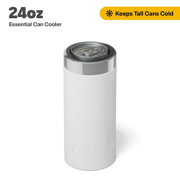 RTIC 24 oz Stainless Steel Insulated Essential Can Cooler, Fits 24 oz Tall Cans, White