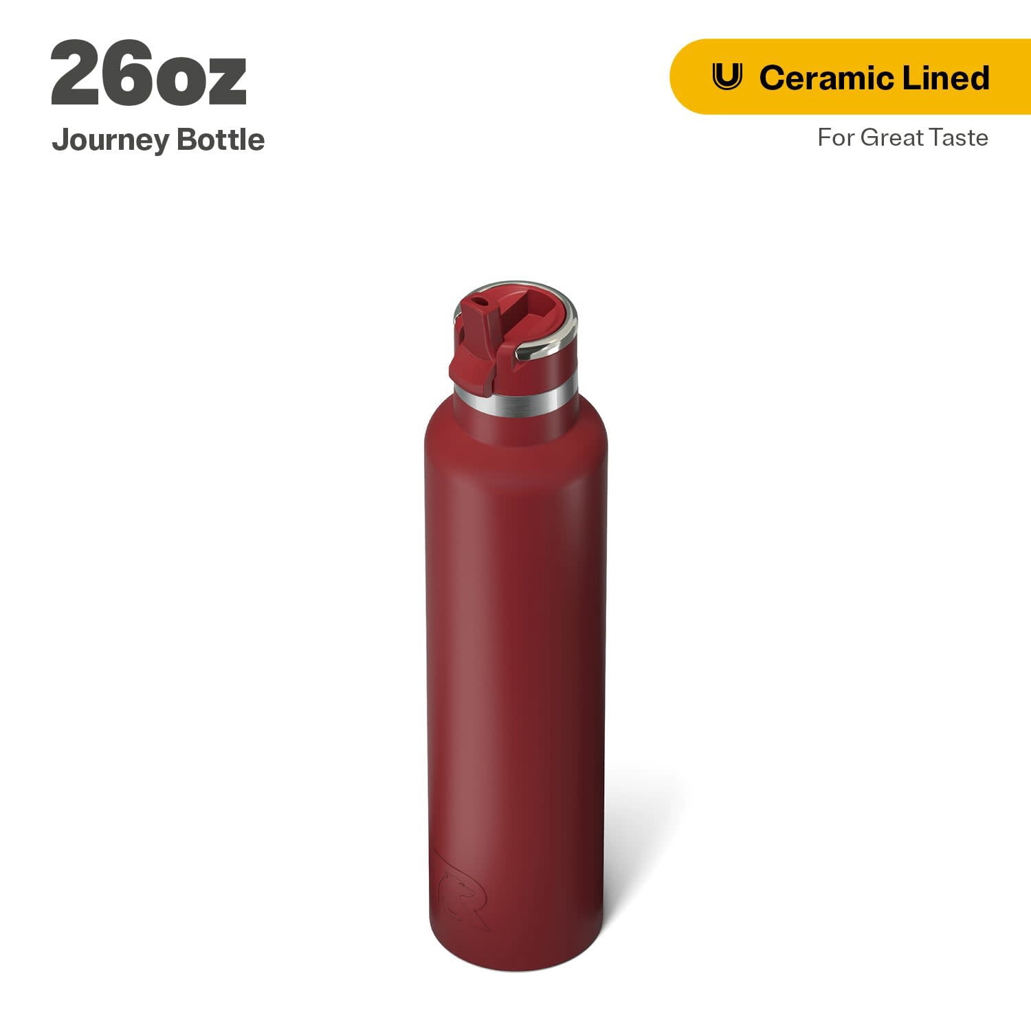 RTIC 26 oz Ceramic Lined Insulated Journey Water Bottle, Leak-Proof Lid, Black Cherry
