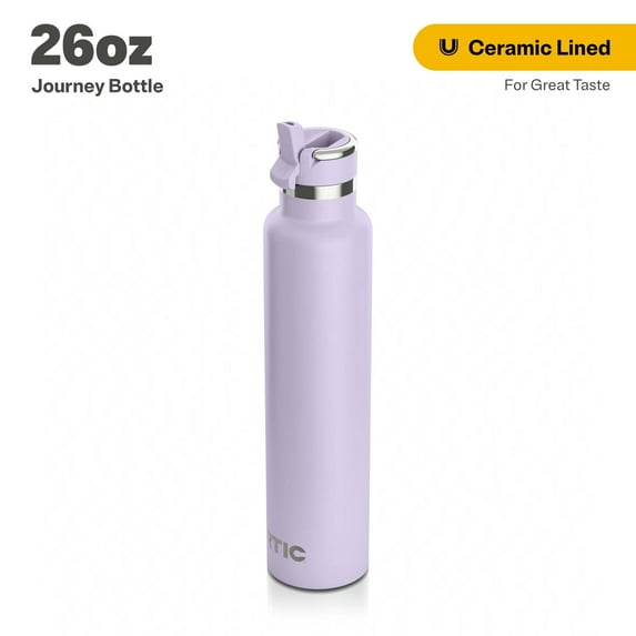 RTIC 26 oz Ceramic Lined Insulated Journey Water Bottle, Leak-Proof Lid, Dusty Lilac