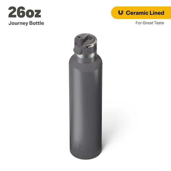 RTIC 26 oz Ceramic Lined Insulated Journey Water Bottle, Leak-Proof Lid, Graphite